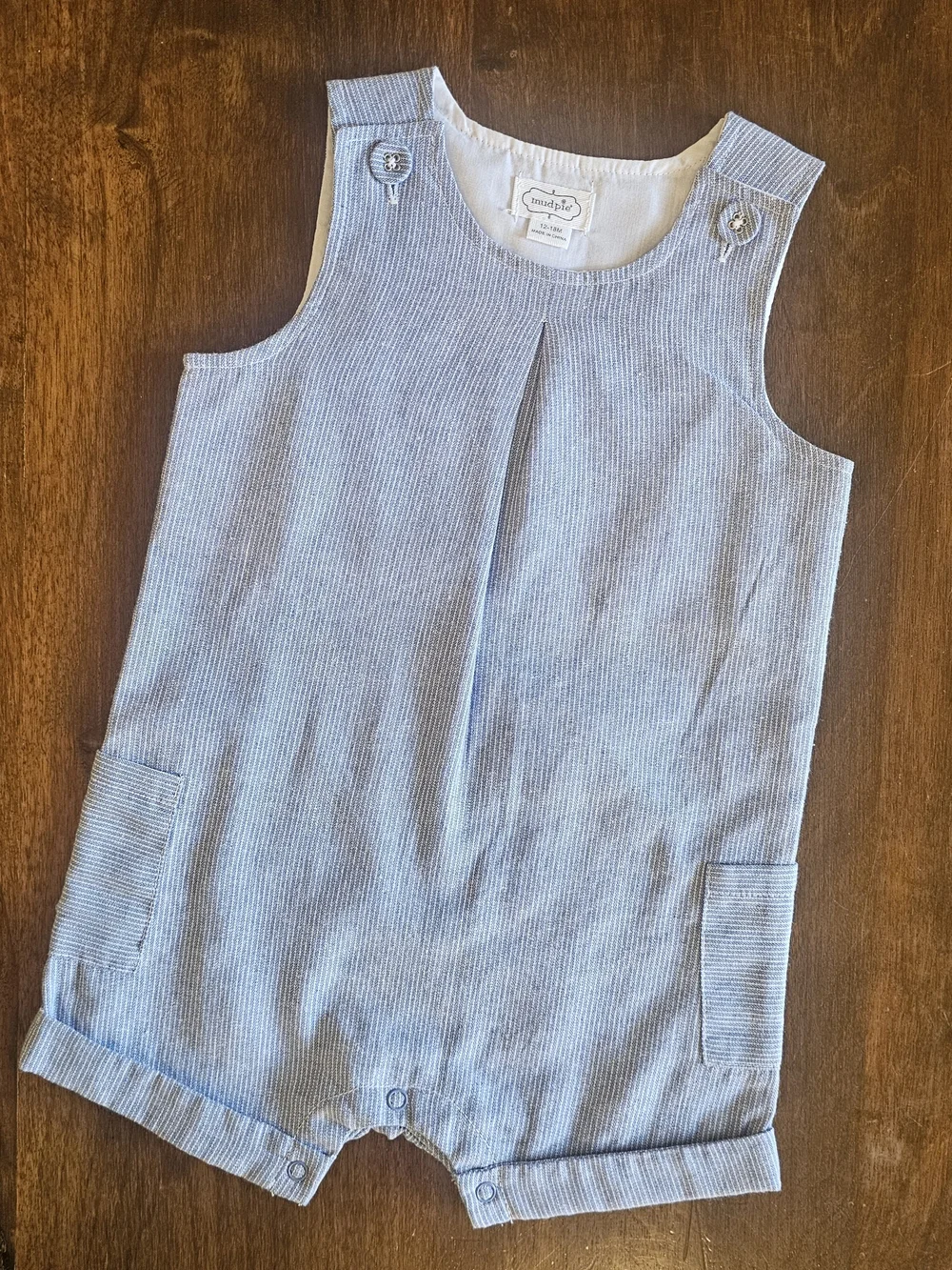 Mud Pie Blue Striped Baby Bib Romper with Number 1